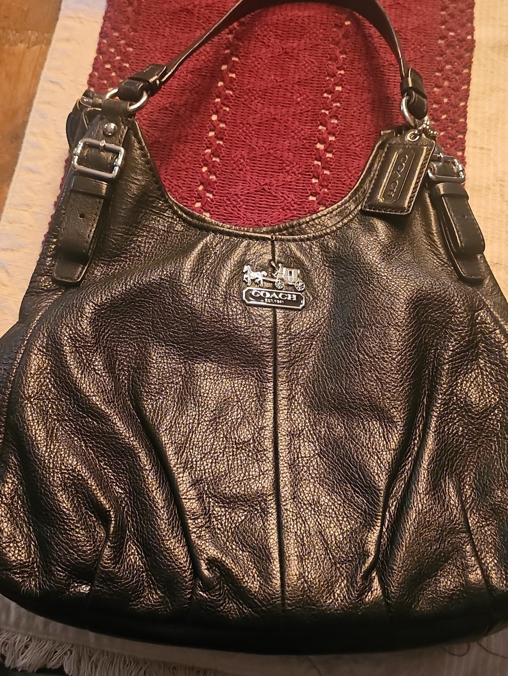 Coach Black Pebbled Leather Shoulder Hobo